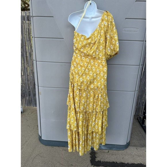 Veronica Beard $798 Virginia Sun Multi Floral Tiered One Shoulder Maxi dress Sz8 - Picture 9 of 16